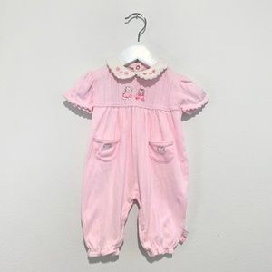 Little Wonders Cute Kitty Onesie Romper Long Pants Cotton Pink Y2K Vintage 0-3M